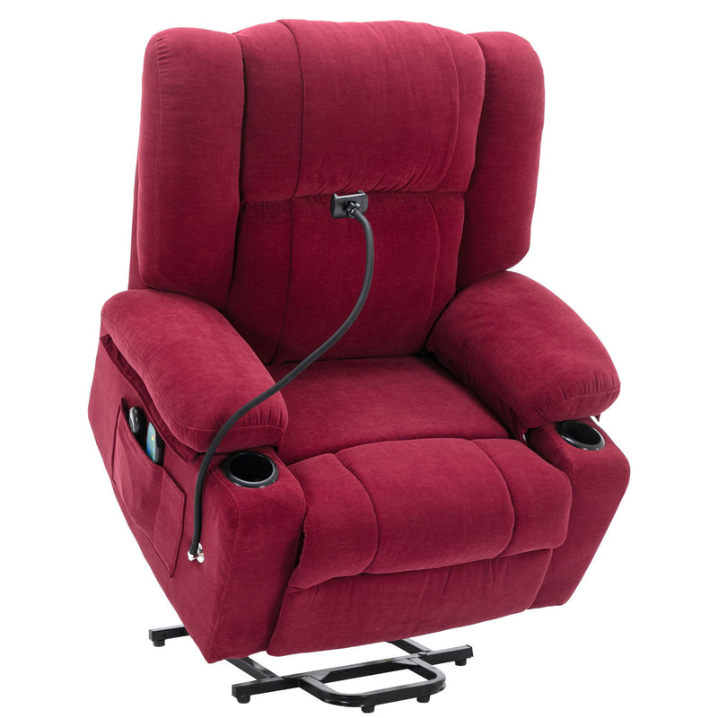 Power Lift Recliner Chair Electric Recliner For Elderly Recliner Chair With Massage And Heating Functions, Remote, Phone Holder Side Pockets And Cup Holders For Living Room