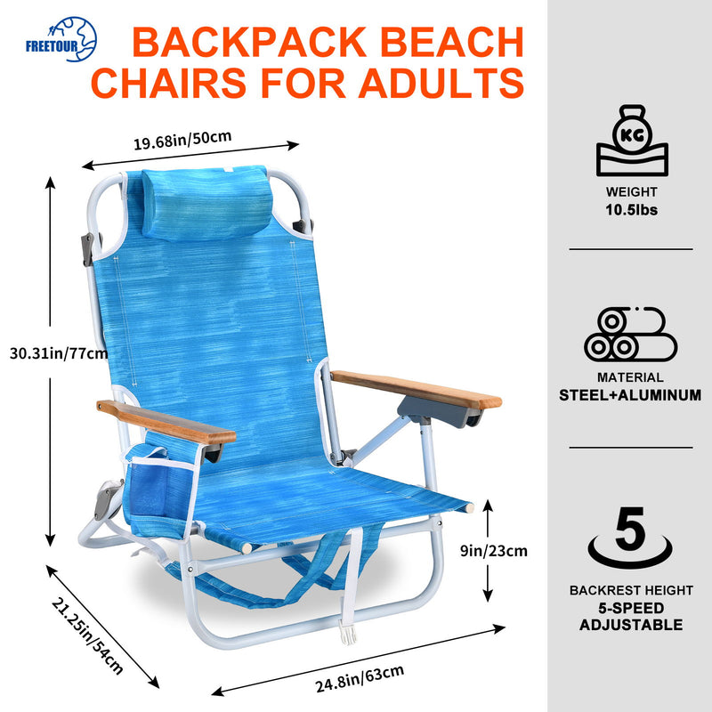 2 Piece Backpack Beach Chairs For Adults Beach Towel Backpack Beach Chairs For Adults 5 Position Chair With Pouch Folding Lightweight Positions Back Pack With Storage Box