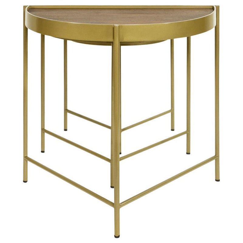 Tristen - 3 Piece Demilune Nesting Table - Brown And Gold