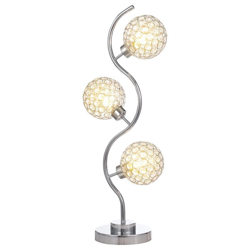 Amberley - 3 Lights Curvy Metal Table Lamp - Silver