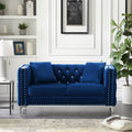 Wide Sofa With Jeweled Buttons Square Arm, 2 Pillows