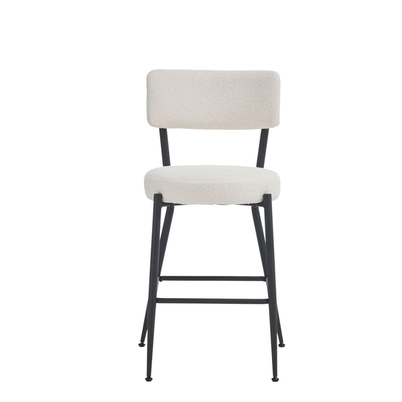 Modern Teddy Fabric Upholstered Bar Stools - Black Legs