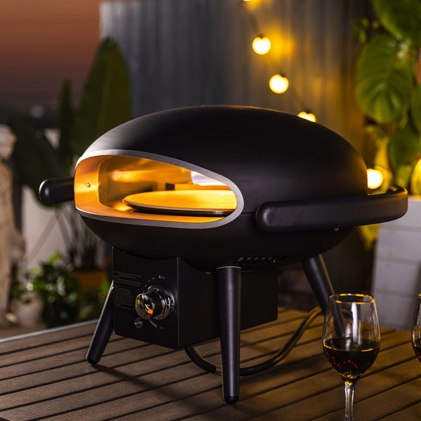 Gas Pizza Oven, Propane Outdoor Pizza Oven, Portable Pizza Oven For 12" Pizzas, With Gas Hose&Regulator - Black