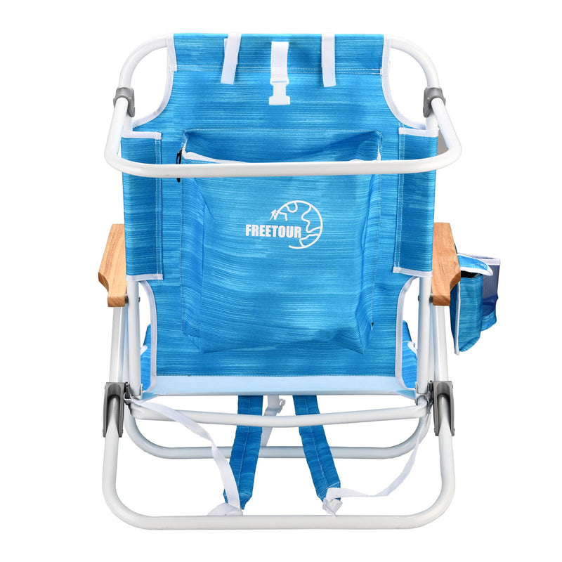 Backpack Beach Chair For Adults, Beach Towel, 5 Position Chair With Pouch Folding Lightweight Positions Back Pack, 1 Piece - Aqua Blue