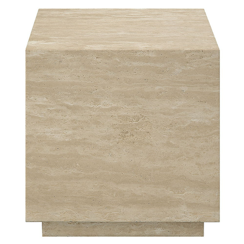 Deon - End Table - Beige Travertine