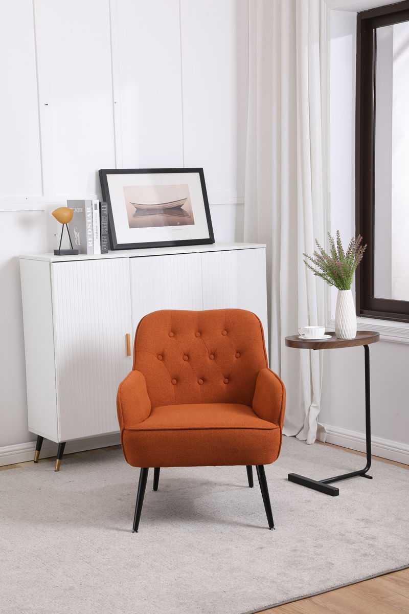 Modern Mid-Century Chair Linen Sherpa Armchair