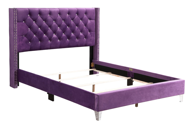 Julie - Upholstered Bed With Faux Diamonds