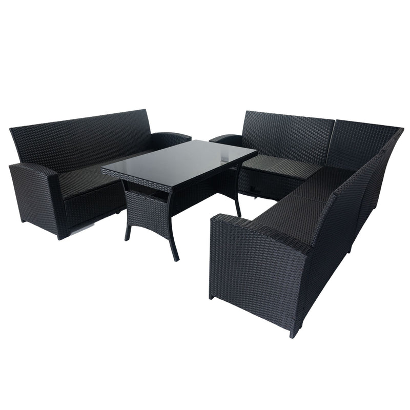 5 Piece Patio Wicker Outdoor Sectional Set 9 Seater Conversation Set With 3 Storage Under Seat