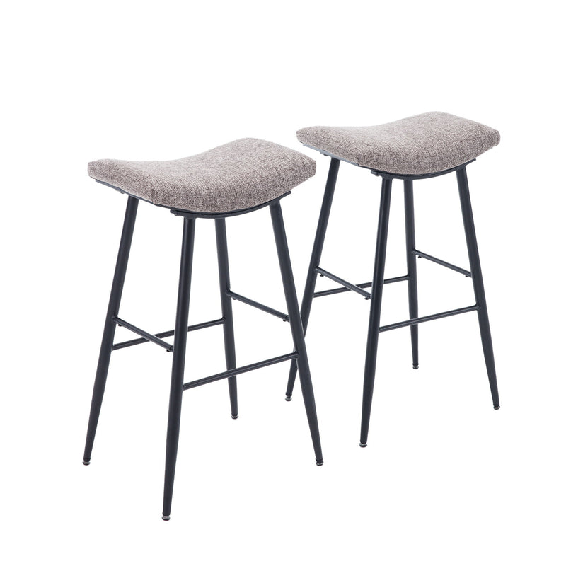 Counter Height Bar Stool (Set of 2) For Dining Room Kitchen Counter Island, Linen Fabric Upholstered Breakfast Stools With Footrest