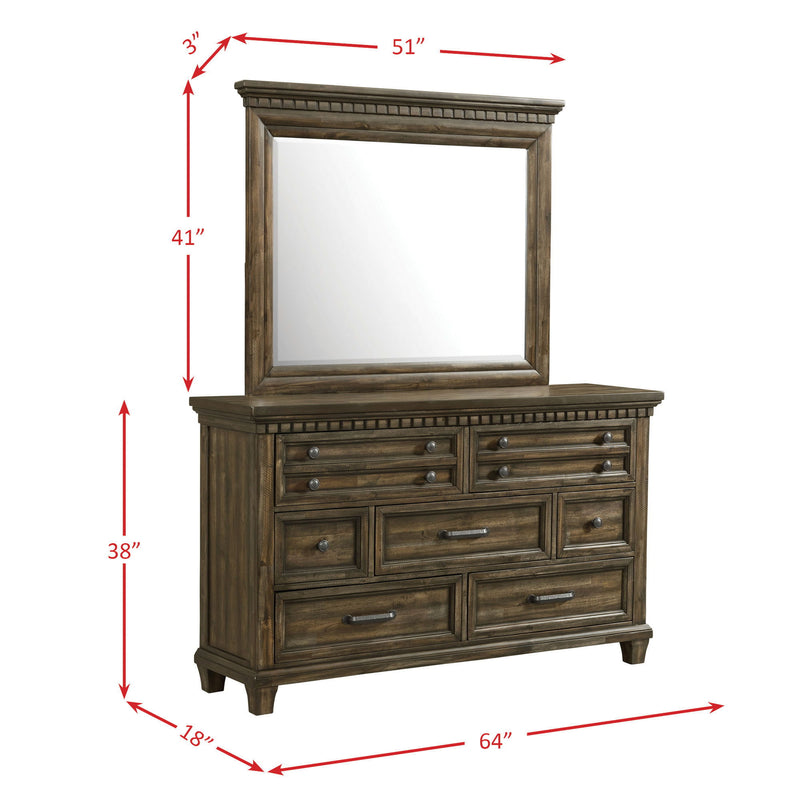 Mccabe - 7-Drawer Dresser With Mirror Set - Smokey Walnut Finish