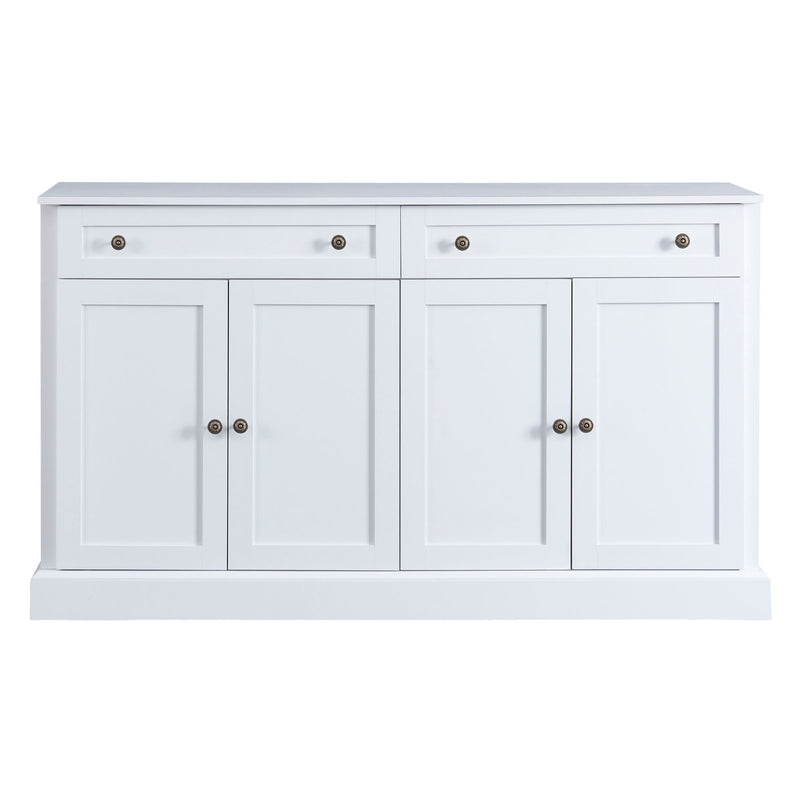 Kitchen Sideboard Storage Buffet Cabinet With 2 Drawers & 4 Doors Adjustable Shelves For Dining Room, Living Room - White