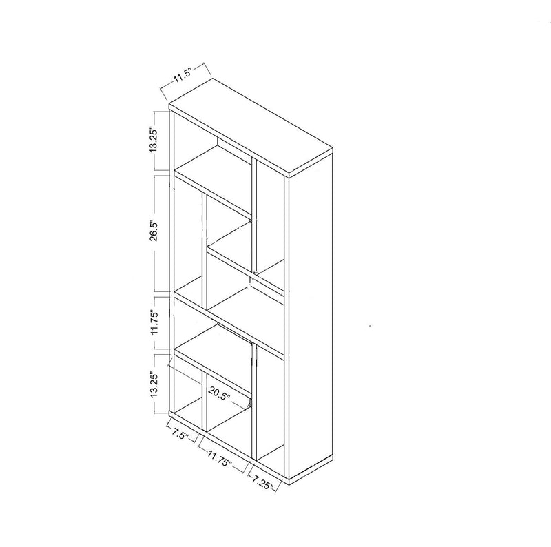 Contemporary Bookcase With Nine Shelves - White