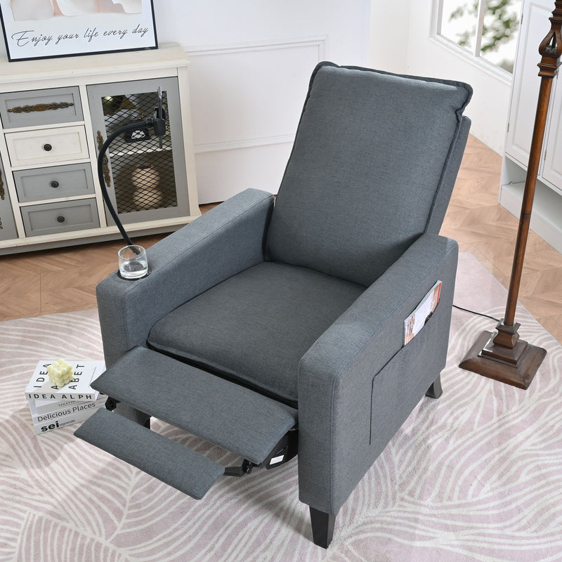 Recliner Chairs For Adults, Adjustable Recliner Sofa With Mobile Phone Holder & Cup Holder, Modern Reclining Chairs Fabric Push Back Recliner Chairs For Living Room, Bedroom