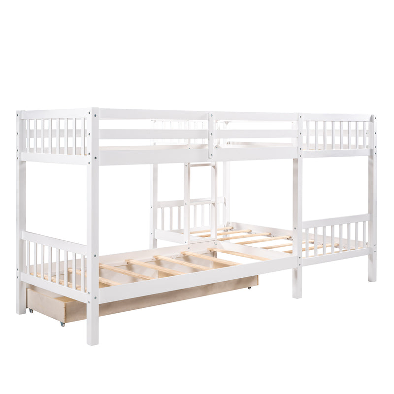 Twin L-Shaped Bunk bed with Drawers-Gray(OLD SKU :LP000038AAK)