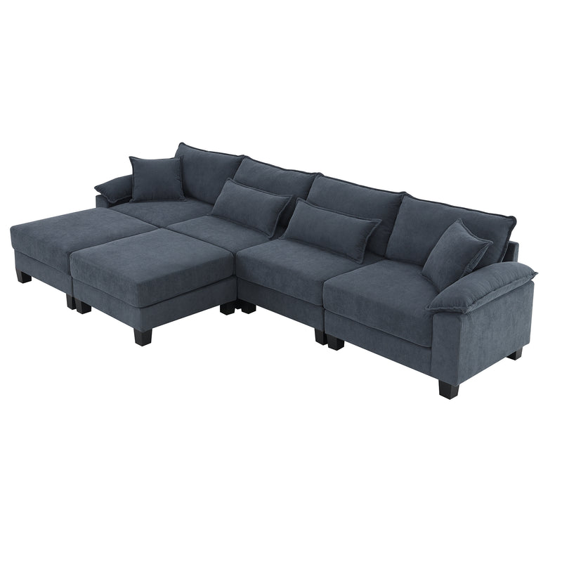 [VIDEO provided] [New] 133*65" Corduroy Modular Sectional Sofa,U Shaped Couch with Armrest Bags,6 Seat Freely Combinable Sofa Bed,Comfortable and Spacious Indoor Furniture for Living Room, 2 Colors