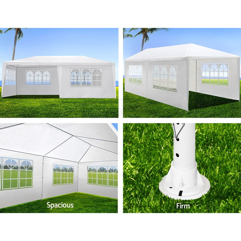 Wedding Party Canopy Tent Outdoor Gazebo With 6 Removable Sidewalls - White