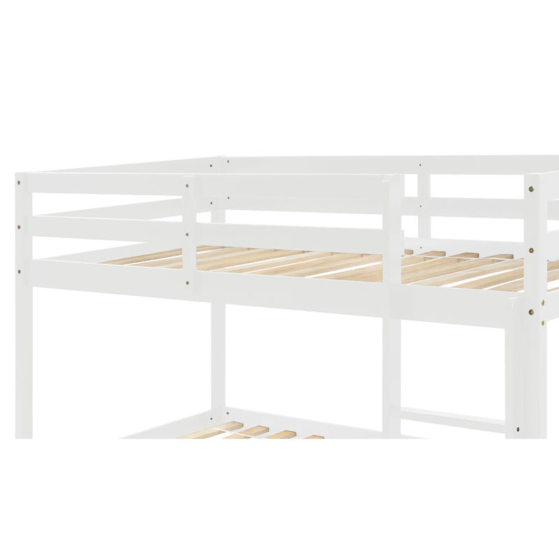 Twin Over Twin Floor Bunk Bed - White