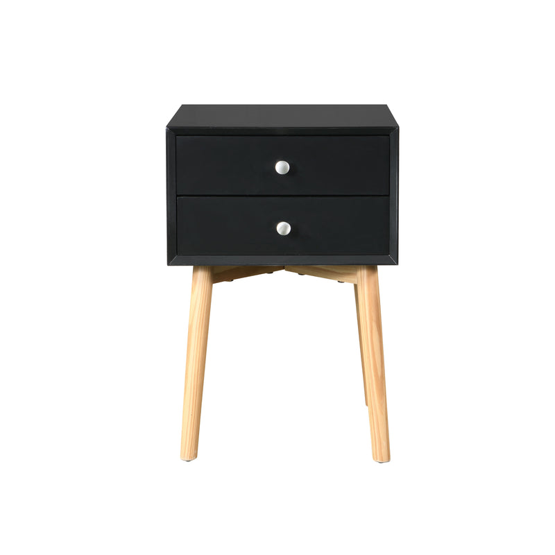 Bedside Table With 2 Drawers Mid-Century Modern Storage Cabinet For Bedroom