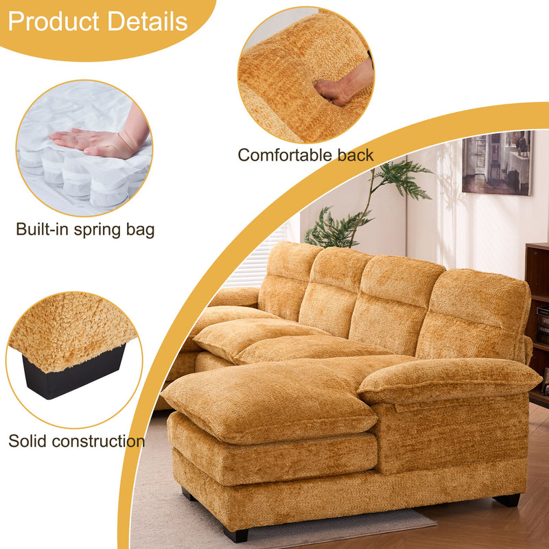 U-Shaped Profile Sofa, Including Two Single Seats And Two Chaise, Modular Sofa, Chenille Sofa