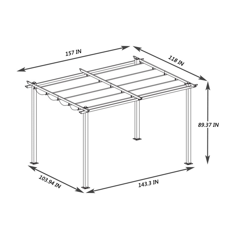 Outdoor Patio Retractable Pergola With Canopy Sun Shelter Pergola For Gardens, Terraces, Backyard