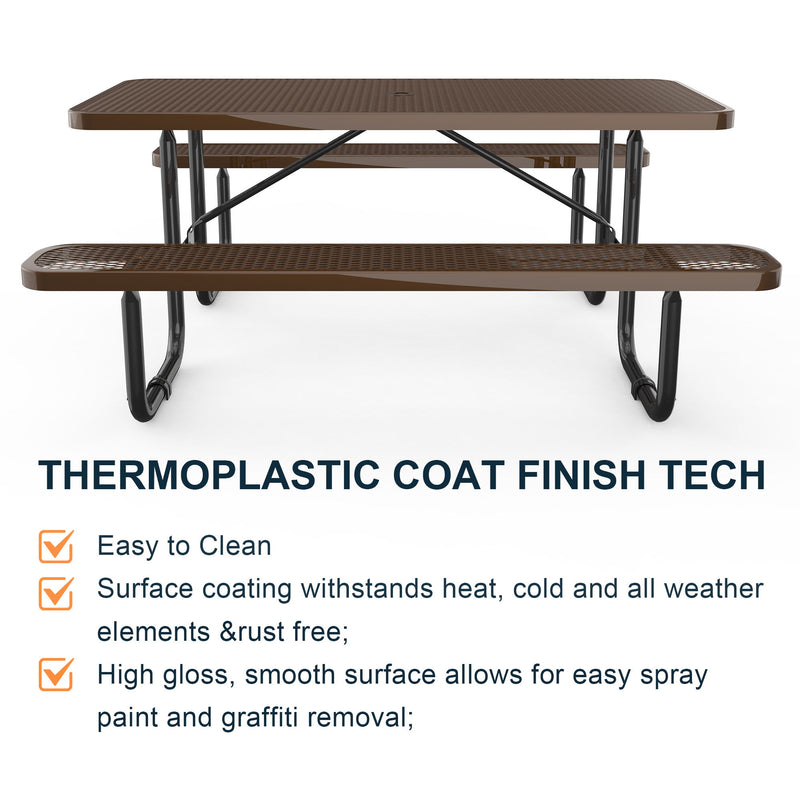 Expanded Rectangular Picnic Metal Table