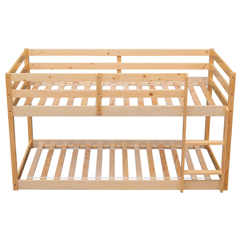 Twin over Twin Floor Bunk Bed,Natural(New SKU:W504P148543)