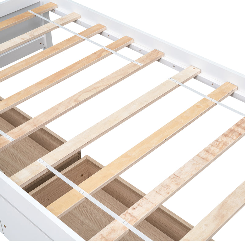 Twin Bed with 2 Drawers, Solid Wood, No Box Spring Needed ,White(New SKU:W504P149042)