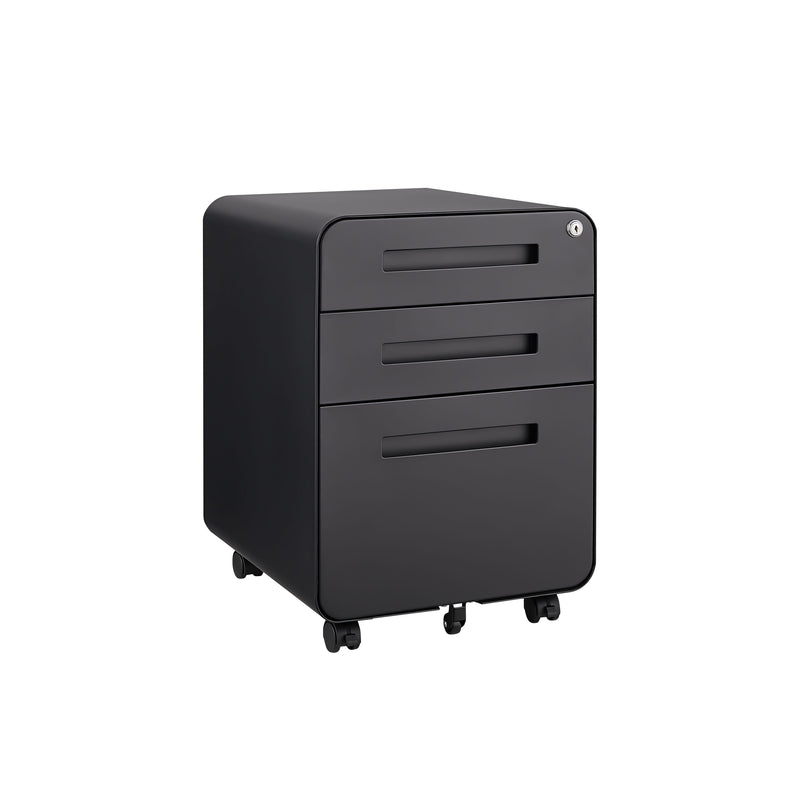 3 Drawer Mobile File Cabinet Under Desk Office, Simple Style Versatile Storage Cabinet For Legal / Letter / A4 Files, 5 Wheel Design Anti-Tilting Cold Rolled Steel Waterproof Moisture-Proof