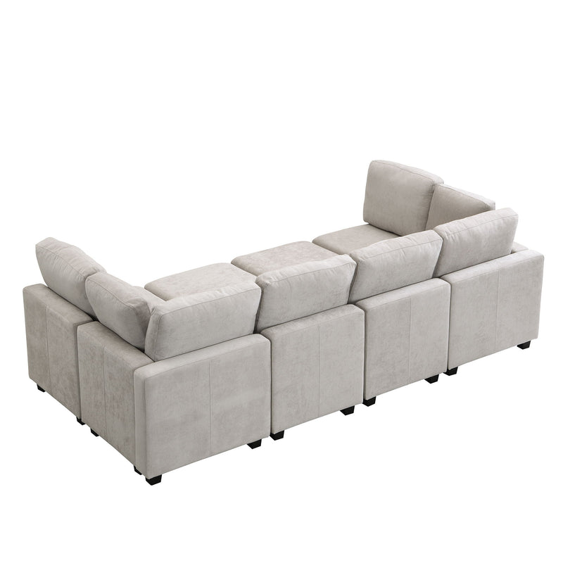 Sectional Sofa Couch Sofa Bed U-Shaped Sofa With Two Movable Ottoman And Three USB Ports For Living Room