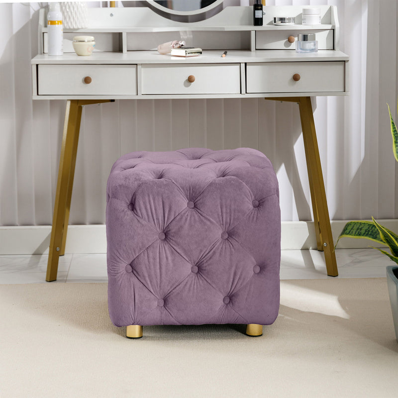 Modern Velvet Upholstered Ottoman, Exquisite Small End Table, Soft Foot Stool, Dressing Makeup Chair, Comfortable Seat For Living Room, Bedroom, Entrance