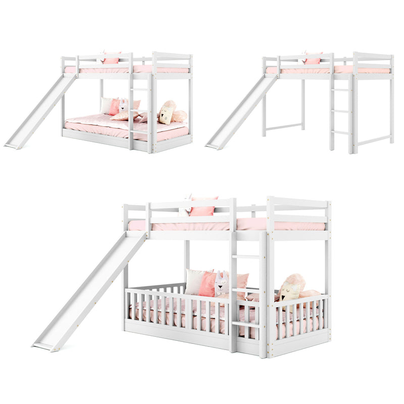 Twin Over Twin Bunk Be, Slide And Ladder - White