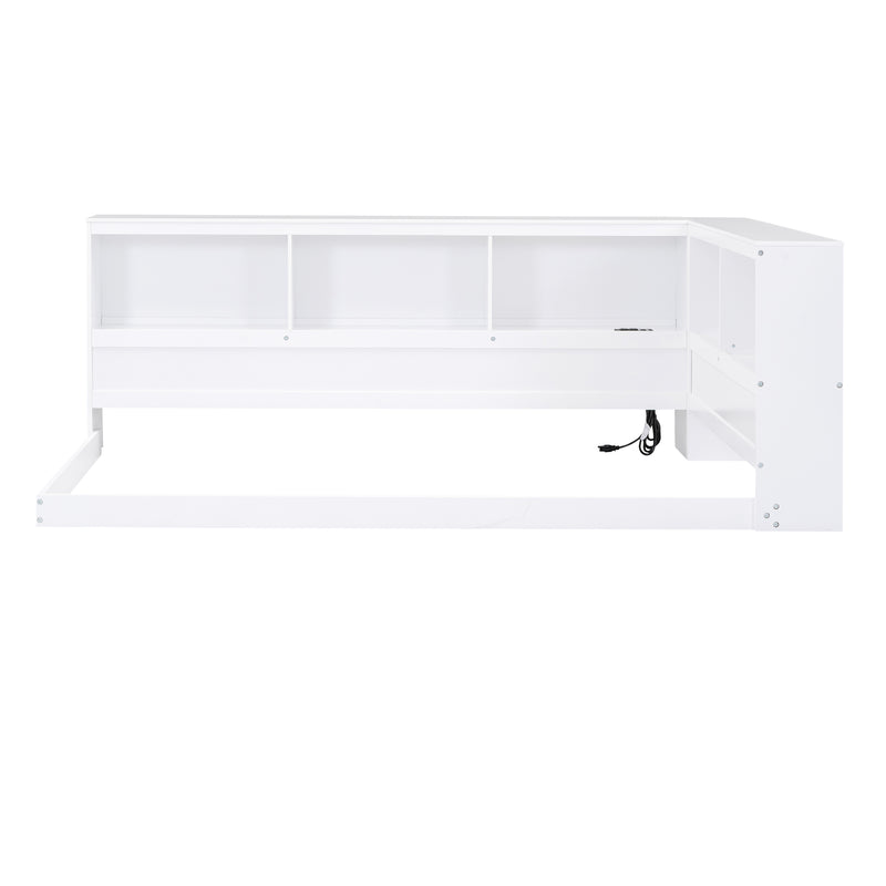 Wood Twin Size Daybed with Storage Cabinets and USB Ports, White