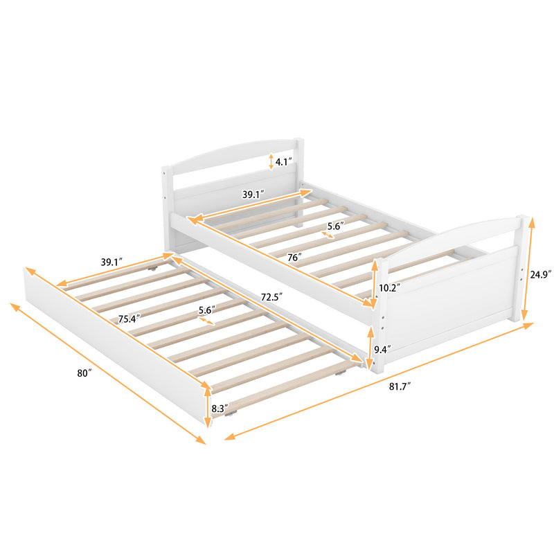 Twin Size Daybed with Trundle, White