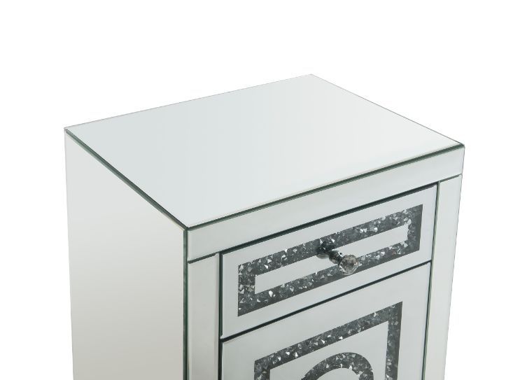 Noralie - Accent Table With Storage Drawers - Mirrored & Faux Diamonds - 26"