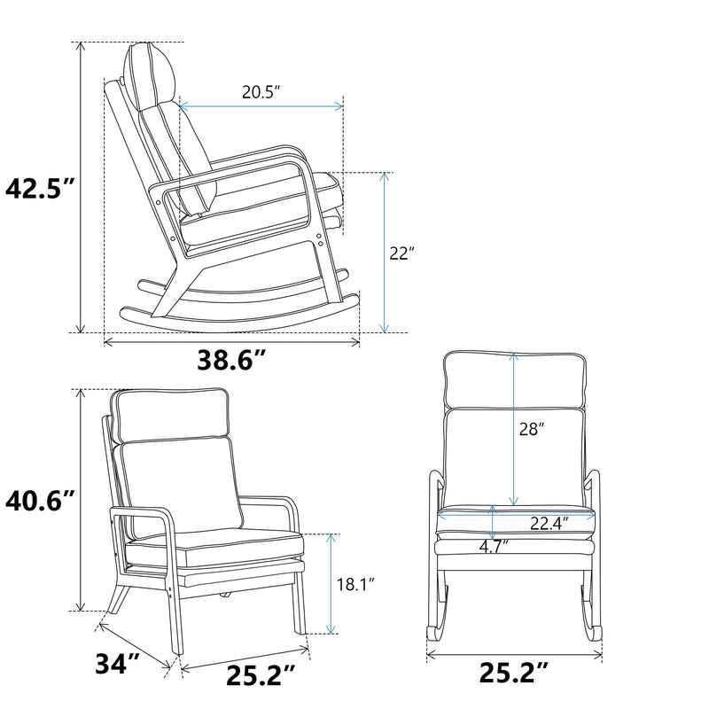 Modern Rocking Chair Accent Lounge Armchair Comfy Boucle Upholstered High Back Wooden Rocker For Nursery Living Room Baby Kids Room Bedroom