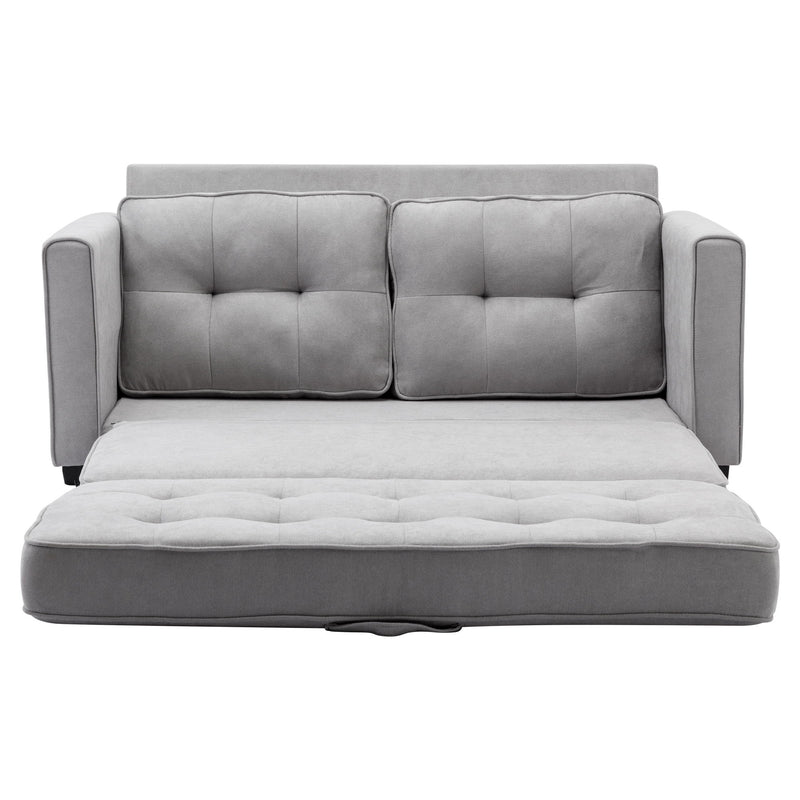 Loveseat Sofa With Pull-Out Bed Modern Upholstered Couch With Side Pocket For Living Room Office