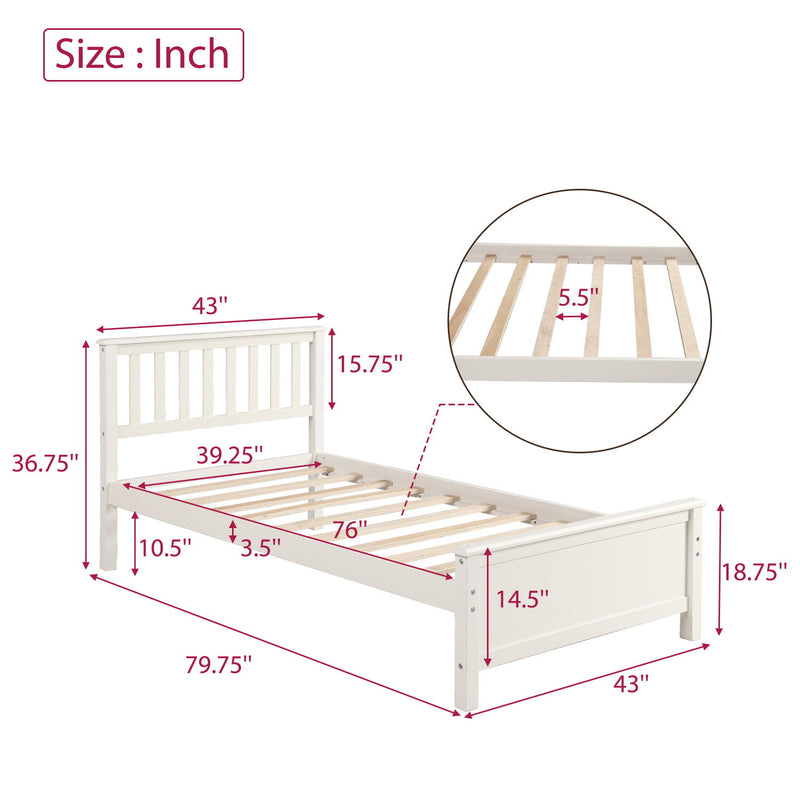 Platform Bed With Headboard, Footboard And Wood Slat Support