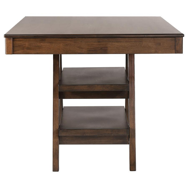 Dewey - 2-Drawer Counter Height Table With Open Shelves - Walnut