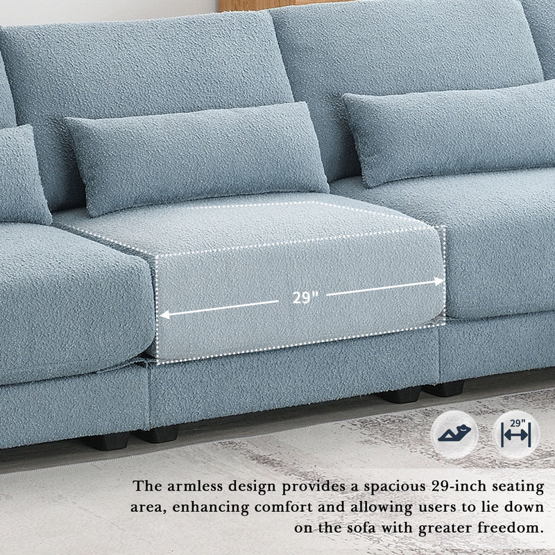 Oversized Deep Seat Sectional Sofa With Reversible Chaise, Loop Yarn Fabric 5-Seat Armless Indoor Furniture, Convertible L-Shaped Couch For Living Room, Apartment