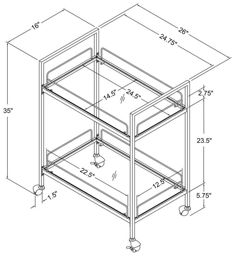 Curltis - Serving Cart With Glass Shelves - Clear And Black