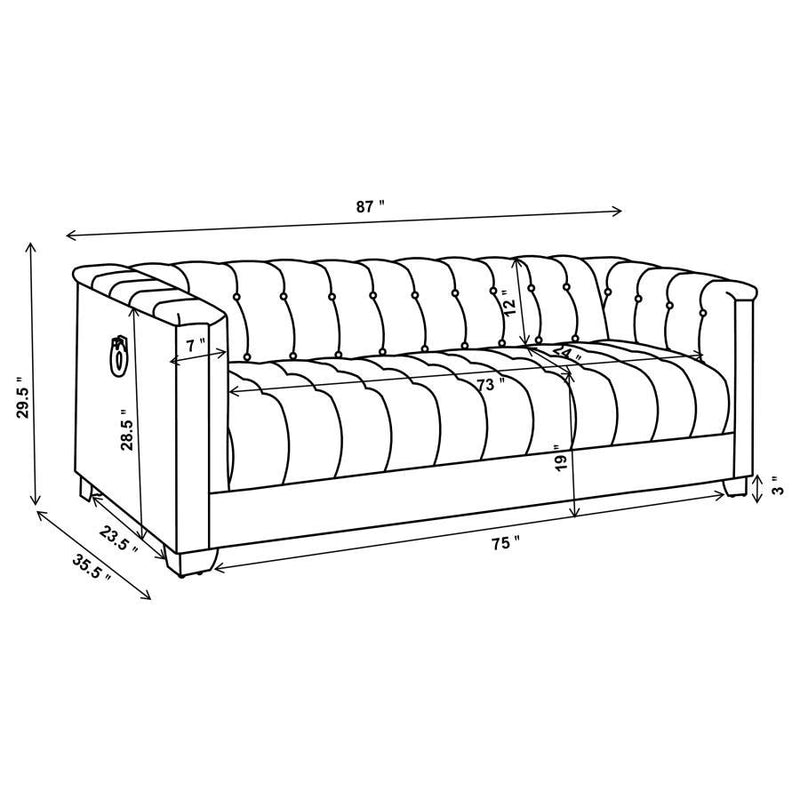 Chaviano - Upholstered Track Arm Sofa Set