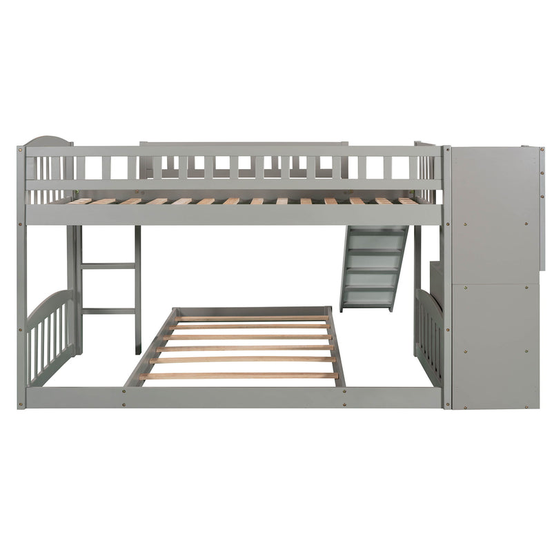 Twin Over Twin Stairway Bunk Bed With Two Drawers And Slide