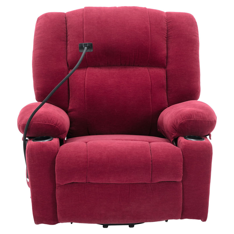 Power Lift Recliner Chair Electric Recliner For Elderly Recliner Chair With Massage And Heating Functions, Remote, Phone Holder Side Pockets And Cup Holders For Living Room