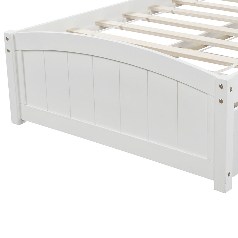 Twin Size, Platform Bed With Trundle - White