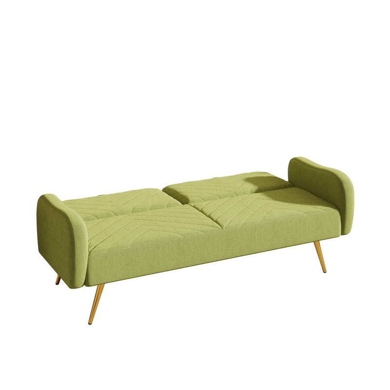 Fabric Double Sofa With Split Backrest And Two Throw Pillows, Suitable For Living Room, Apartment, Home Office - Green