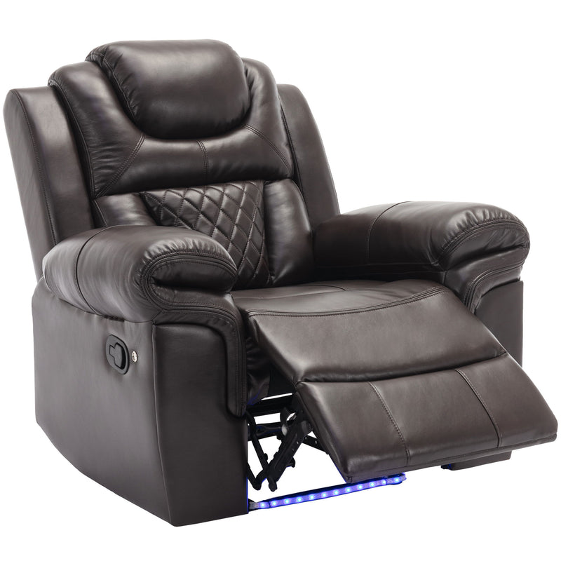 Home Theater Seating Manual Recliner Chair With Led Light Strip For Living Room