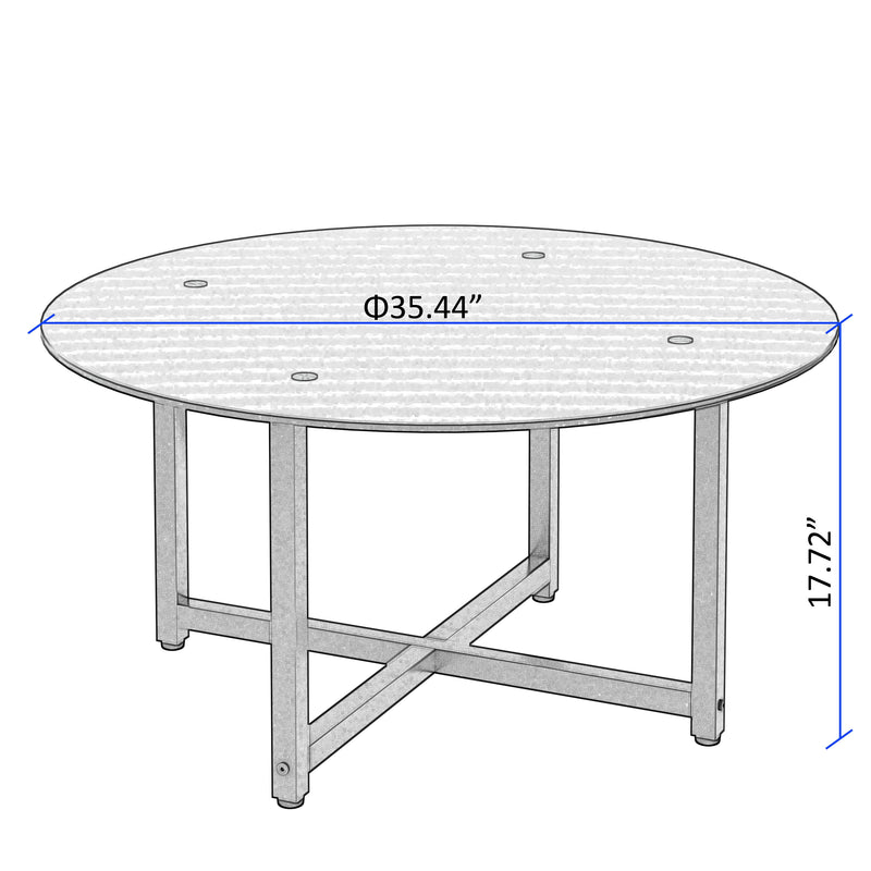 Jws-W241 Round Glass Coffee Table, Clear Coffee Table, Modern Side Center Tables For Living Room