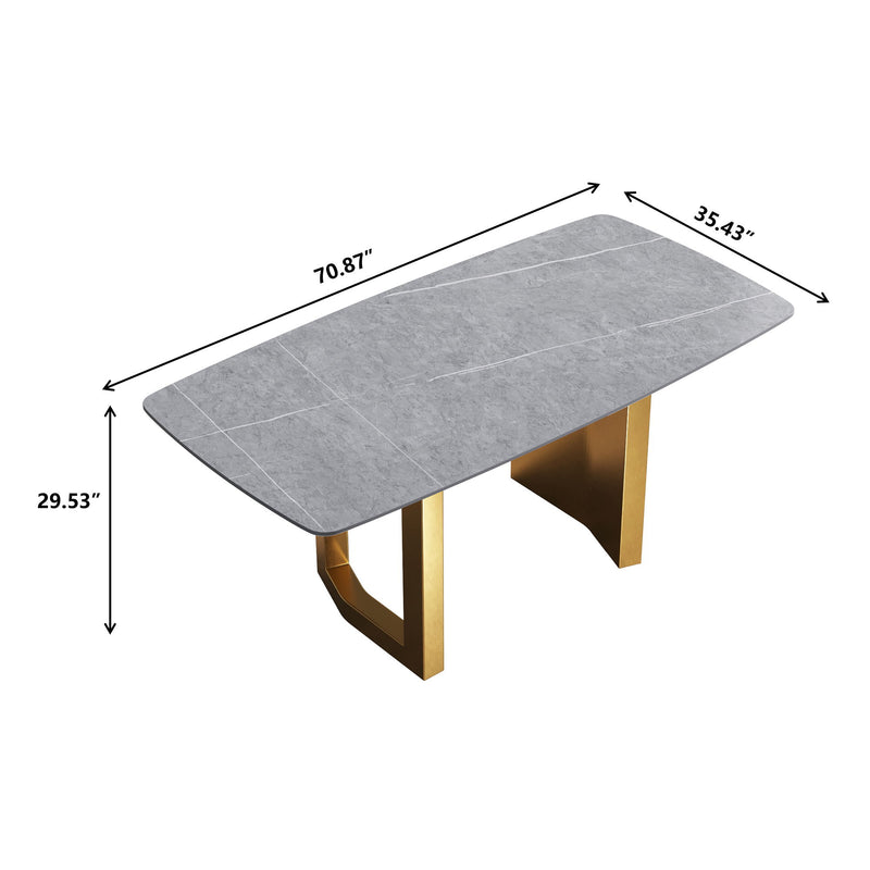 70.87" Modern Artificial Stone Dining Table, Can Accommodate 6-8 People - Gray