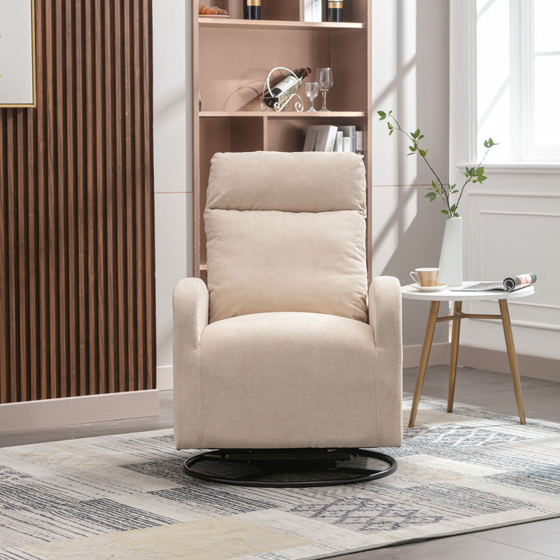 Upholstered Swivel Glider Rocking Chair For Nursery In Beige.Modern Style One Left Bag - Beige