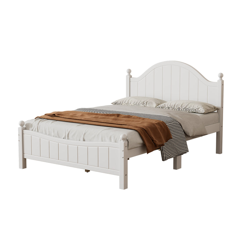 Traditional Concise Style White Solid Wood Platform Bed, No Need Box Spring, Full(Old SKU:WF295732AAA)